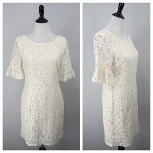 Anthropologie Cream Lace Midi Dress